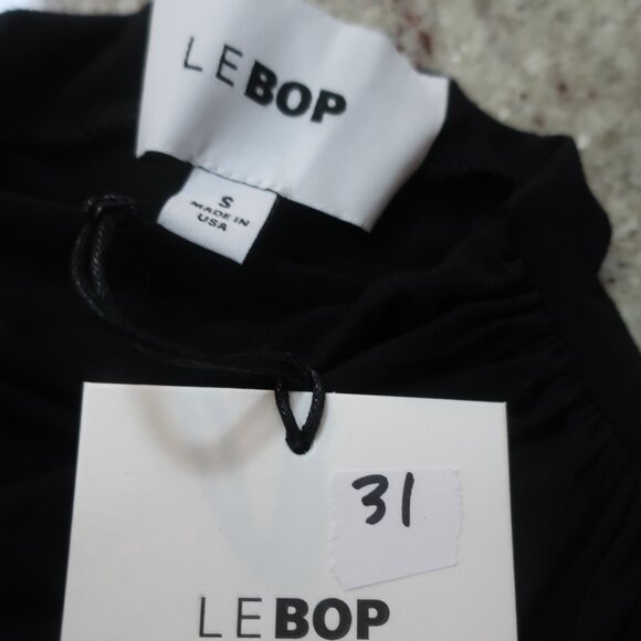 NWT Womens Le Bop Mel Black Sleeveless Draped Mock Neck Cropped Tank Top S - Picture 8 of 9
